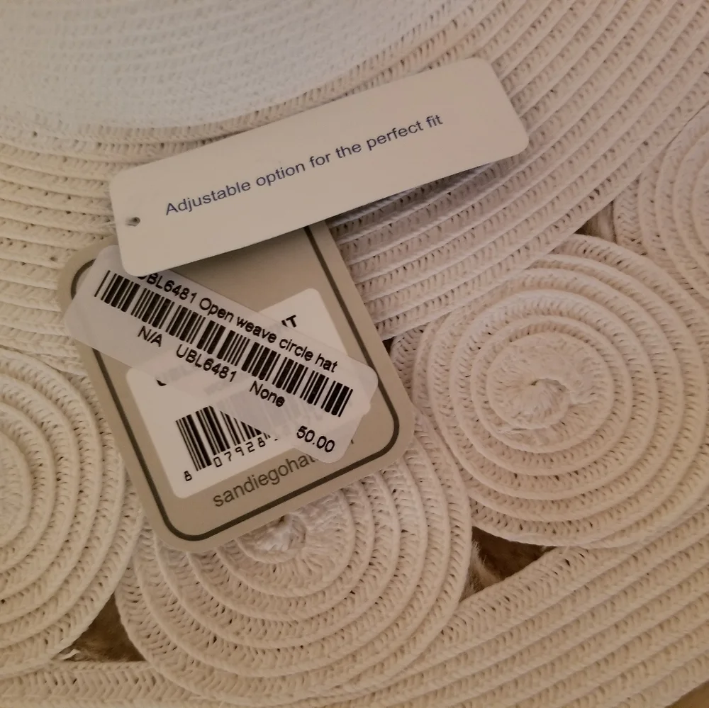 San Diego Hat Co flower circle floppy sun hat white straw weave derby beach